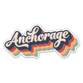 Squiddy Anchorage Alaska Layered Retro Style - Vinyl Sticker Decal for Phone, Laptop, Water Bottle (3" Wide)