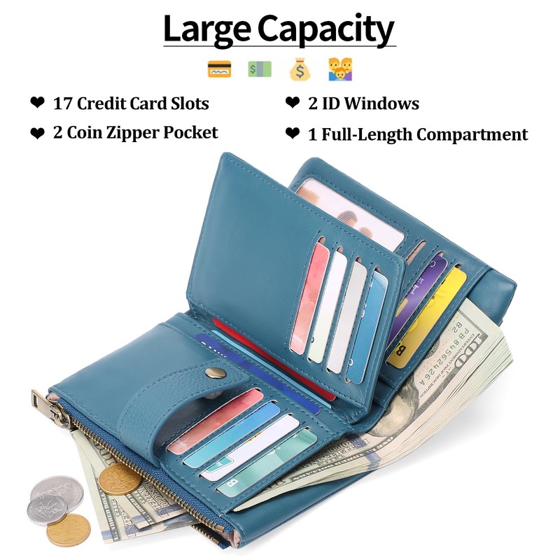 SENDEFN Purses for Women, Medium Size, Triple Foldable Leather Purse,