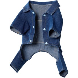 Cantuccistudio Fashionable Denim Dog Jacket, Suitable for Small to Medium-Sized Dogs to Wear All Year Round, Machine Washable (Medium)