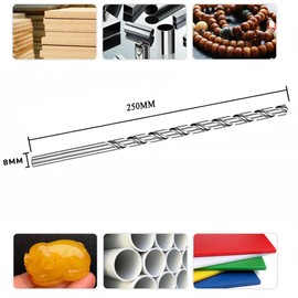 2 PCS 250MM X 8MM Extra Long Hss Drill Bit Set,Twist Drill Bits Straight Shank Tool Drill Bit (8MM)
