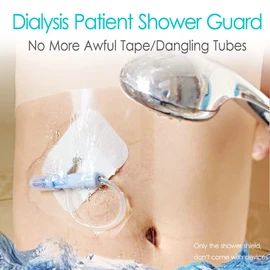 Dialysis Catheter Shower Cover 8"x8", Waterproof Peritoneal Dialysis Chemo Port Protector for PD Chest Catheter Peg Feeding Tube G-Tube Picc Line Dressing Wounds Patient Bathing(Pack of 25)