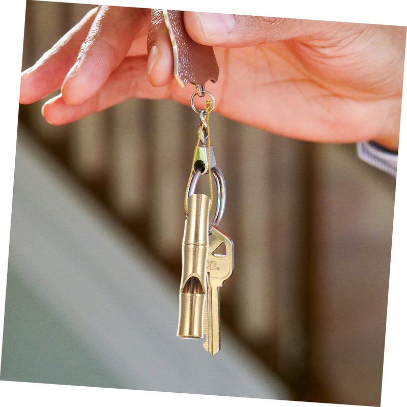 Sosoport 5sets Loud Brass Survival Whistle Pendant Essential Outdoor Accessory