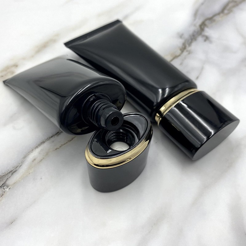 Aspire Empty Black Plastic Squeeze Tubes Cosmetic Containers with Screw