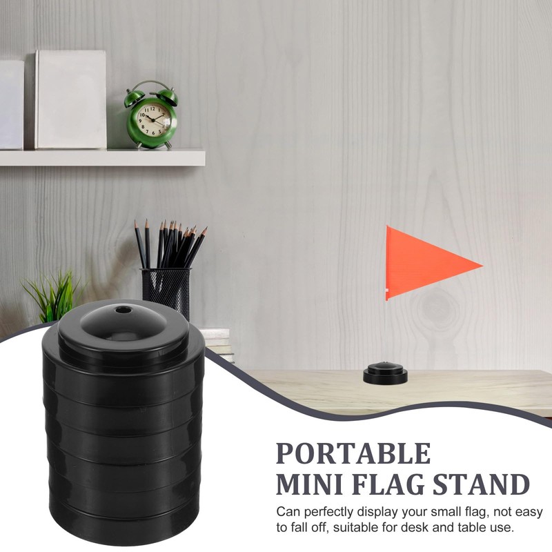POPETPOP 6PCS Mini Desk Flag Holder Stands - Black Plastic