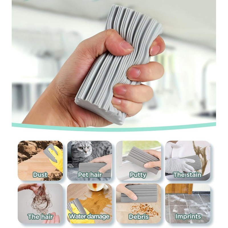 Dusting Sponge Duster, Grey Dust Cleaning Sponge, Reusable Household Cleaning