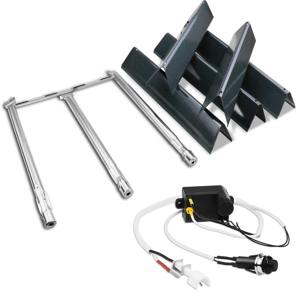 Utheer Grill Replacement Parts for Weber Spirit and Spirit II 300 Series, 15.3" Flavorizer Bars, 18" Grill Burner and Ignitor Kit for Weber Spirit E310, E320, S310 with Front Control, 7636, 69787