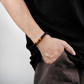 MOOGEEN Inspirational Gifts for Men Tiger Eye Beaded Bracelets Sometimes You Forget You Are Awesome Anniversary Birthday Christmas for Him Men Husband Son Appreciation