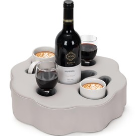 IGOHEALS Couch Cup Holder Pillow - Couch Drink Holder Sofa Cup Holder Couch Caddy for Drinks Remotes, Phones, Snacks, Use it on Bed, Car, Pack, Picnic, Beach, RV (PU Grey)