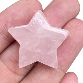 Ladeukoi Rose Quartz Crystal Star Chakra Stones for Reiki Healing Yoga Balance Meditation Polished Mini Pocket Palm Stone 1 Inch (30mm)
