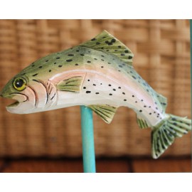 Squire Quality Carved Wood Trout Hand Painted Sticky Note Holder & Pen Set Desk Accent