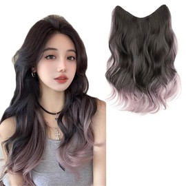 One Touch Hair Extension, Color Curly Hair Extension, Collarless Wig, Gradient, Neckline Extension, Easy Installation, Partial Wig Natural Heat Resistant, Lolita, Cosplay Event (Pink)