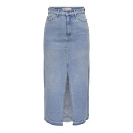 JdY Women's Jdybella Hw Long Skirt DNM Noos Denim Skirt, Light blue (light blue denim)