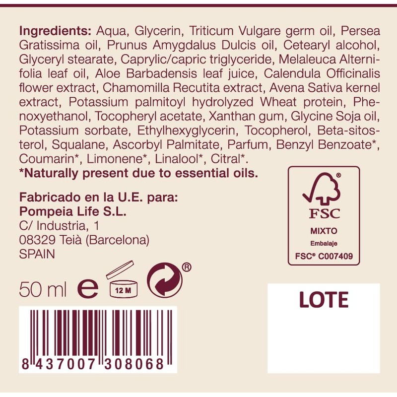 Pompeia Derm, dermatologische Creme 98% pflanzlich - 50 ml (Verbesserte