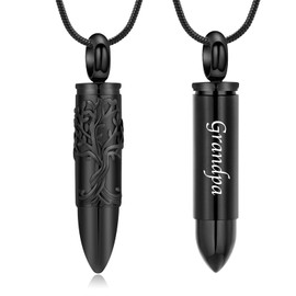 zeqingjw Bullet Urn Necklaces for Ashes Tree of Life Cremation Jewelry Memorial Pendant Ash Holder Keepsake Jewelry for Pet/Human