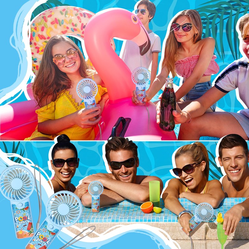 Tuanse 24 Pcs Pool Party Fans Bulk Mini Portable Handheld