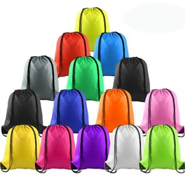 FEPITO 2-15 Pieces Drawstring Backpack Backpack Cinch Bag Sports Bag Chain Backpack Gym Bag for Gym or Travel, multi-coloured