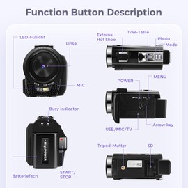 GNOLKEE Digital Video Camera, 1080P Full HD Camcorder, 3.0 Inch LCD Screen, 30FPS, Remote Control