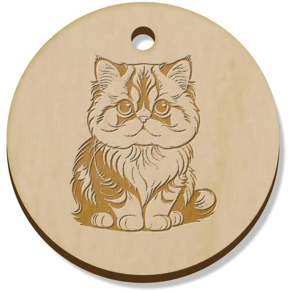 Azeeda 11 x 34mm 'Persian Cat' Wooden Pendants/Charms (PN00069779)