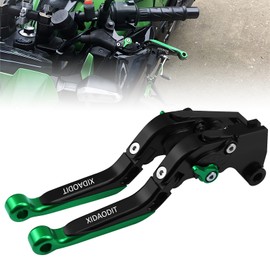 XIDAODIT Motorcycle Clutch Lever Adjustable Handlebars Brake and Clutch Levers Set for Kawasaki Z900 Z650 Ninja 650 650R ER-6F EX650 Vulcan S 650 Z650RS Versys 1000 ZX-4R (Black+Green)