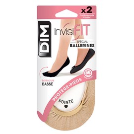 DIM Women's Invisifit Salvapiés Bailarinas Ankle Socks, Transparent (Naturel 128), One (Size: 35/38) Pack of 2
