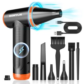 DOWYLIK Compressed Air Duster - 150000RPM Brushless Motor, Mini Air Blower for PC Cleaning Kit, Canned Air Duster for Computers, Rechargeable & Portable Compressed Air for Electronics