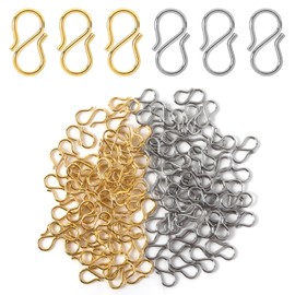 ASUNFO 100 Pcs Necklace Shortener Clasp S-Hook Stainless Steel Jewelry Repair Kit Connectors for Necklaces Bracelet Thin Chain Jewelry Making DIY