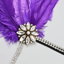 Bubbmi 1920's Feather Headpiece with Crystal Tassel, Great Gatsby Beaded Crystal Headband Costume Accessories for Women Showgirl Parties