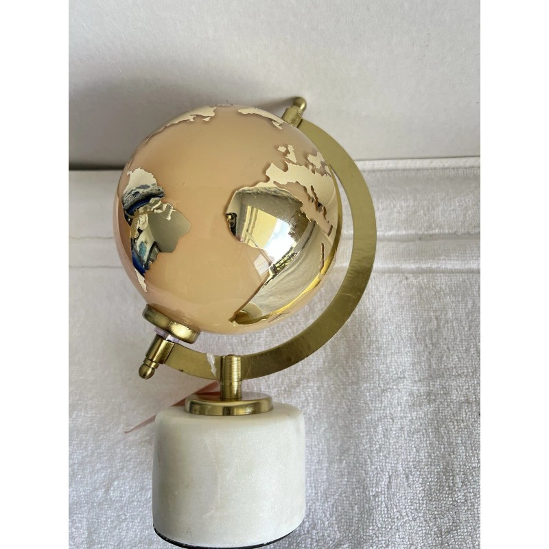 Globe NWT Glass Globe On Marble Alabaster Stand Mirrored Gold