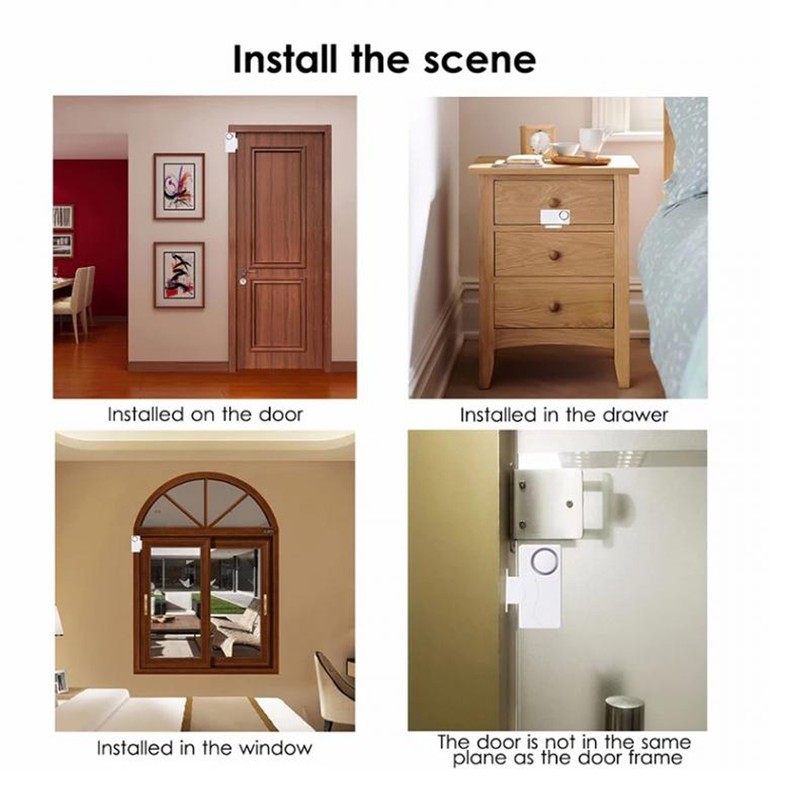 Door Open Sensor Alarm 105dB Low Battery Alert Doorbell Function