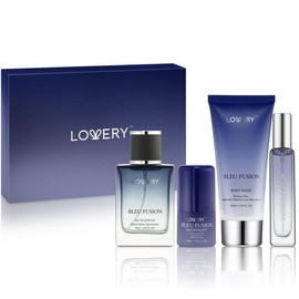 LoveryGifts Bleu Fusion Bath and Body Care - 4pc Mens Gift Set Fragrance Gel
