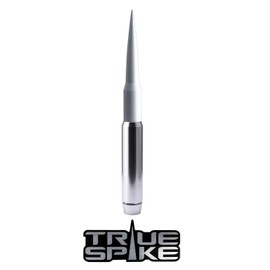 TRUE SPIKE 9 inch Silver White TIP PENETRATOR Fat Bullet Antenna with Anti-Theft + Copper Coil in Heavy Gauge CNC Machined Billet Aluminum Short Compatible with Ford Ranger