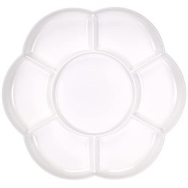 KREUL 41818 - Plastic Mixing Palette in Flower Shape with 7 Cavities, Diameter Approx. 17 cm, White, Ideal for Mixing Colours