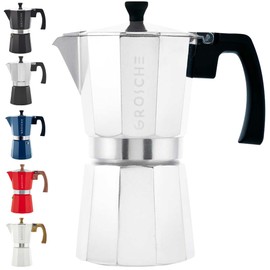 GROSCHE Milano Moka Pot | 9 Espresso Cup - 15.2 oz | Stovetop Espresso Percolator & Coffee Maker – Portable, Ideal for Home and Camping