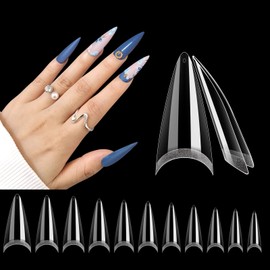 Deciniee Tips for Gel Nails, Pack of 550 Nail Tips, Conical Square False Nail Tips, 11 Sizes, Professional Nail Extension Kit for Nail Salon and Home DIY Nail Design