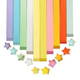 FoDau770 Solid Color Star Paper Strips, 1080 Sheet Origami Star Paper for Art Crafts Gift DIY Project - 10 Colors
