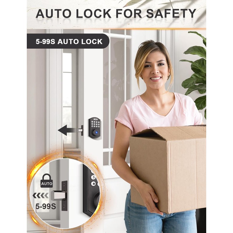 Tinewa Smart Locks for Front Door - Oil Rubbed Bronze