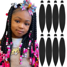 Kids Short Pre Stretched Braiding Hair 12 Inch 8 Packs Short Black Braiding Hair Pre Stretched Professional Prestretched Hair Extensions