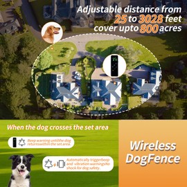 Wireless Dog Fence with Remote Control , Electric Dog Fence for Outdoor, Pet Containment System, Suitable for Most of Dogs