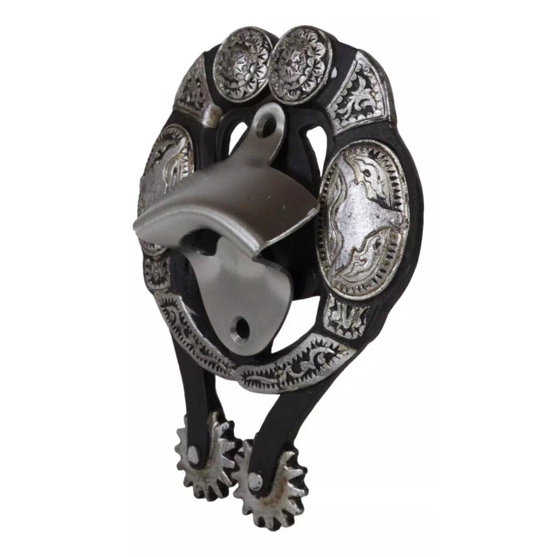 Rustic Western Cowboy Boot Spur With Silver Longhorn Conchos Wall