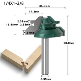 Bestgle 45° Chamfer Cutter, 0.25 inch (6.35 mm), Carbide Trimmer, Router Bit, Bose Face Bit, V-Groove Bit, 45 Degree Mortise Cutter, Double-edged Cutting Design, 3D CNC Carving Woodworking V-Groove