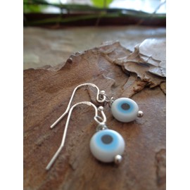 Evil Eye - Magic Eye - Magic Eye - Magic Eye - Great Glass Earrings in Blue Magic, Magic Eye, 925 Silver Hooks, Real Silver Hooks, Stamped