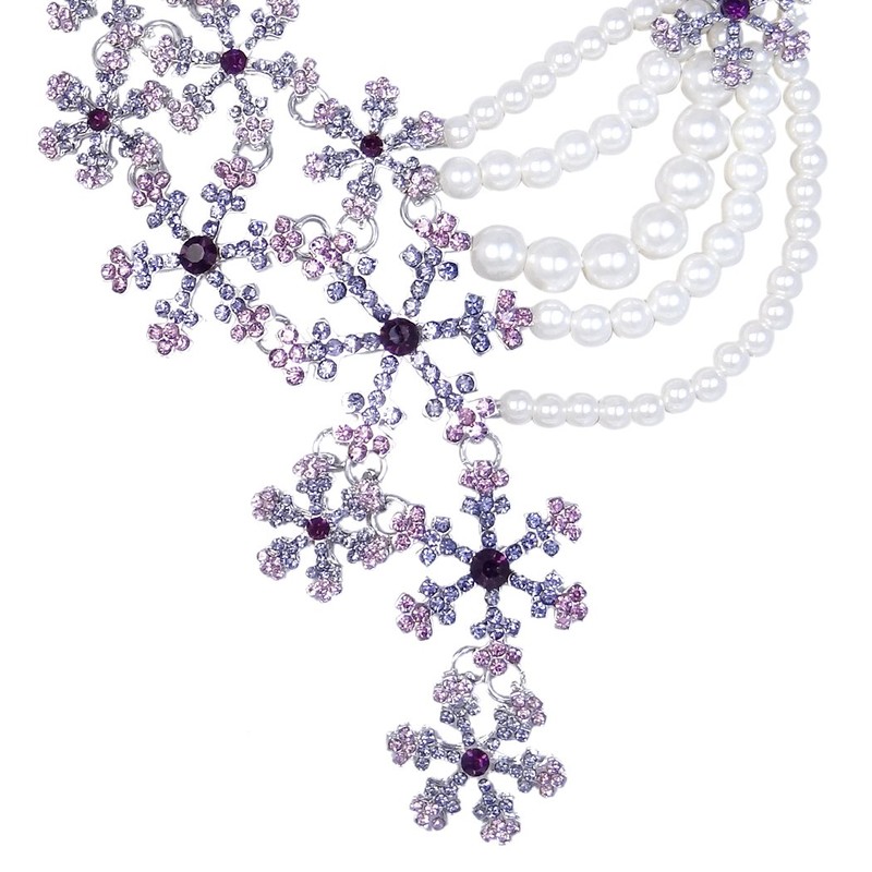 EVER FAITH Austrian Crystal Simulated Pearl Bridal Snowflake Necklace Earrings
