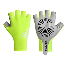 Cycling Gloves, Men's, Summer, Cycling Gloves, Gel Pad, Fingertips, Bicycle Gloves, Women's, Sweat Absorbent, Quick Drying, Breathable, Anti-Slip, Sports Gloves, Unisex, Outdoors, Yellow, L Size