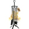 Gtongoko 35 Inch Fireplace Tools Set 5 Pcs Black Wrought