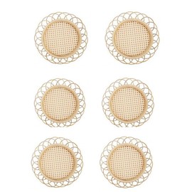 Boho Style Woven Bamboo Rattan Coasters, Two Patterns Holes for Drink Coasters, Coffee Table, Home Decor, Housewarming Gift (Small Hole, Pack of 6)