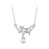 Kerraom Cat Necklace Silver Chain with Moonstone & Paw Print,