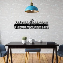 Cuadros Decorativos - La Última Cena - Negro 30 cm Alto x 100 cm Ancho y 0.6 cm Espesor - Para Recámara y Salas - Arte de Pared - Decoración Hogar - T