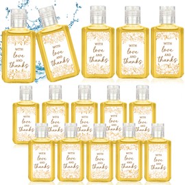 Piuaeue 50Pcs Golden Flower Mini Hand Sanitizer Bulk, Thank You Gift Wedding Favors Small Hand Sanitizer for Guest 1fl oz Travel Size Hand Soap for Wedding Gift Supplies