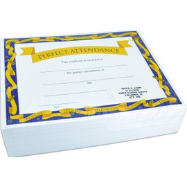 Jones School Supply - Set of 500 Perfect Attendance Certificates - Colorful Certificates