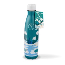 p:os Blue Bananas 32076-500 ml Stainless Steel Drinking Bottle - Stylish Stainless Steel Vacuum Bottle - Frosty Fishing Motif